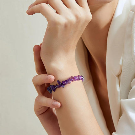 Crystal Bracelet for Women Handmade 8mm Raw Crystal Bracelets Natural Stone Bracelets Semi-Precious Gemstone Bracelets Stretch Healing Bracelet Jewelry Gifts for Women