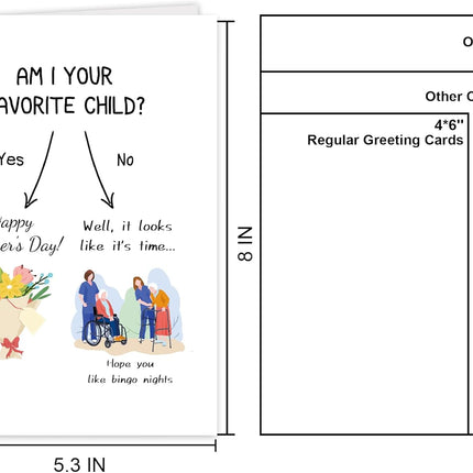 UUEFKTN Funny Mother's Day Card for Mom Grandma, Humorous Mother's Day Cards Gift from Son Daughter Grandson Granddaughter.