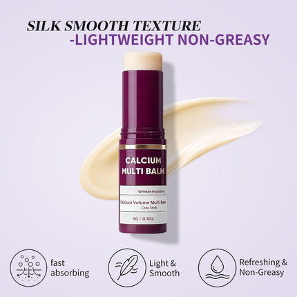 Calcium Volume Multi Balm for Wrinkles,Korean Collagen Firming & Hydrating Calcium Multi Balm Stick with Vitamin D & Shea Butter,Supports Skin Barrier for Eyes,Face & Neck (0.32 Fl Oz (Pack of 2)）