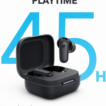 Noise Cancelling Earbuds, Strong and Smart Noise Cancelling, Powerful Bass, 45H Playtime, 2-in-1 Case and Phone Stand, IP54, Wireless Earbuds, Bluetooth 5.4 (Black)