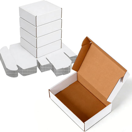 8x6x2 inches Small White Shipping Boxes 25 Pack，Corrugated Cardboard Gift Boxes，Mailing Boxes for Small Business Packing and Storage