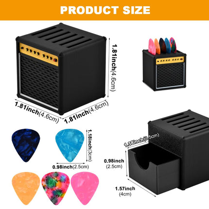 Guitar Pick Holder Box, Mini Amp Speaker Shaped with 5 Picks