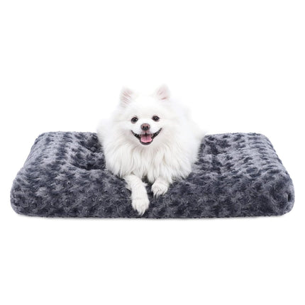 Washable Dog Bed Medium Size Dog Crate Bed Plush Pet Mat 35"x23" Gray