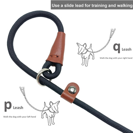 5/6/7 FT Slip Lead Dog Leash for Small Dogs, 1/4" Thin Nylon Rope
