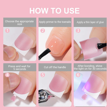 Toe Nail Press Ons, French Square Toe Tips, Press On Nails for Women - photo 6
