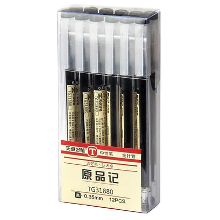 Gel Ink Pen Japanese Style Liquid Ink Rollerball Pens Quick Drying 0.35mm Ultra Fine Point Ballpoint Maker Pen for Office School Stationery Supply,12 Pcs/Set, Black
