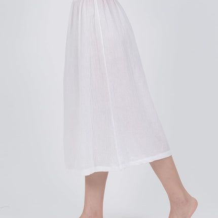Cotton Half Slip Skirt, Women's Midi Length Underskirt with Elastic Waistband
