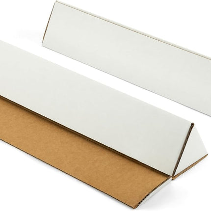 25 Pack Triangle Corrugated Cardboard Mailing Tubes, 18.25" x 2" x 2", White, Bulk Poster Tubes for FBA Shipping, Warehouse Storage, Blueprints, Artwork & Long Items