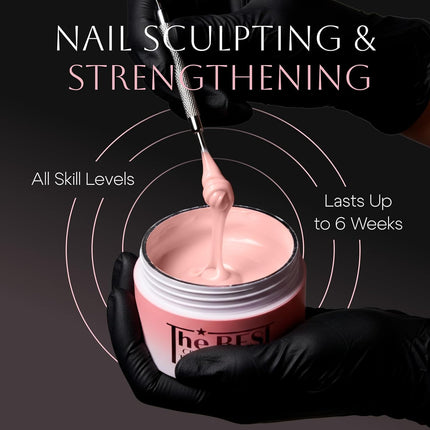 THE BEST Creamy Hard Builder Gel AMSTERDAM – Patented, Professional UV/LED Nail Extension Gel for Sculpting & Overlays, 6-Week Wear – Creamy Self-Leveling Hard Gel System – 21 FREE, Made in USA
