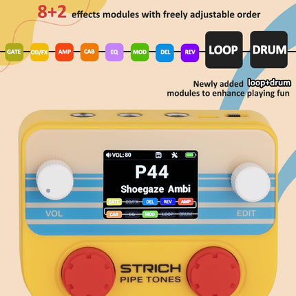 Pocket Multi-Effects Processor for Guitar and Bass with 10 Effect Modules 125 Effects 40s Looper 100 Drum Patterns USB Audio Interface Wireless Control (Orange)