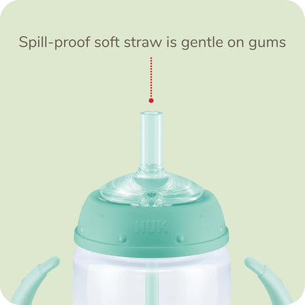 NUK Learner Straw Cup, 5oz, 2-Pack - Toddler Sippy Cup with Soft Straw for Easy Drinking, Suitable for Ages 8 Months and Up, Green