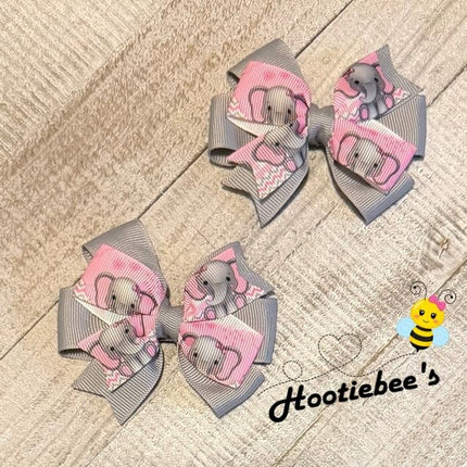 Elephant Toddler Hair Bow Set