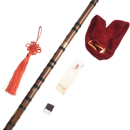 Transverse Flute for Beginners – Lightweight Chinese Dizi Flute in G Key, Natural Hard For Woodwind Instrument with Brass Joints, Includes Membrane, Knot &