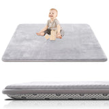 Thick Baby Play Mat for Floor,50 x 50 Playpen Mat,Tummy Time Foam Mats,Ultra Soft Support & Plush Feel,Easy Care with Non-Slip Cushioned for Infant,Kids and Toddler Crawling,Grey