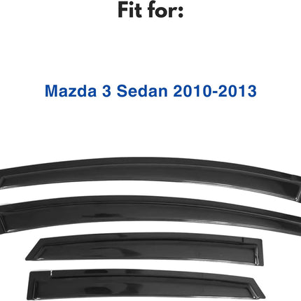 IG Window Visors Fit for 2010-2013 Mazda 3 Sedan, Out-Channel Rain Guards Vent Wind Deflectors 4PC, Car Accessories for 10-13 Mazda 3 Sedan (Excludes Hatchback)