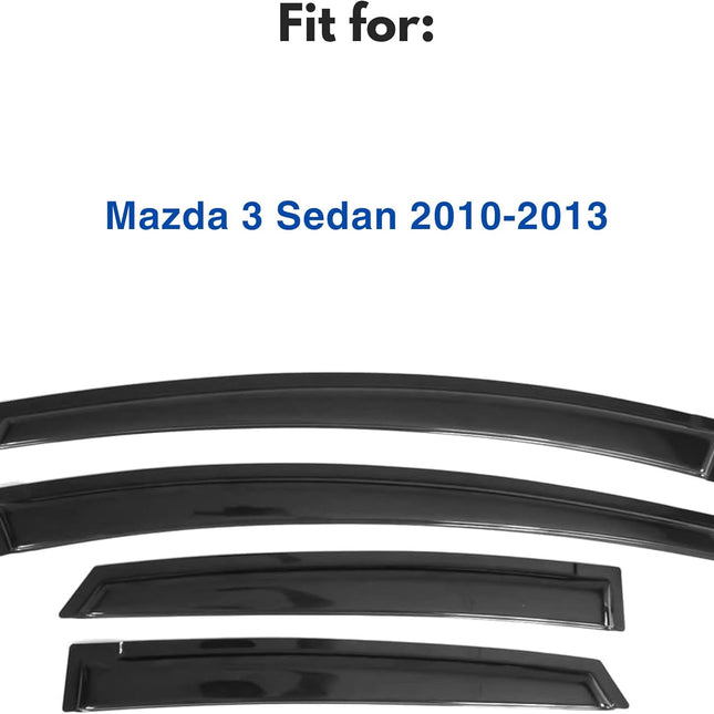 Window Visors for 2010-2013 3 Sedan, Out-Channel Rain Guards, 4PC