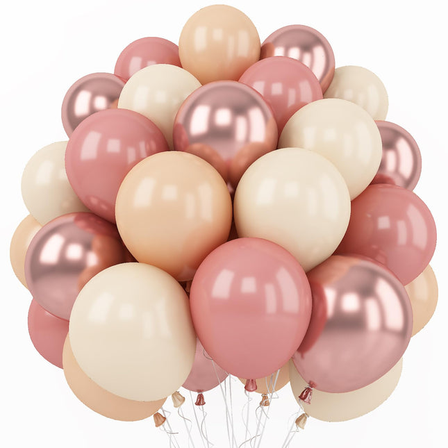Retro Blush Pink Balloons 60 Packs 12 Inch Latex Balloons