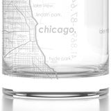 Engraved Chicago Illinois Map Rocks Glass, Old Fashioned Glassware (11 oz, Clear) Etched Bourbon Tumbler, Gifts For Whiskey Lovers