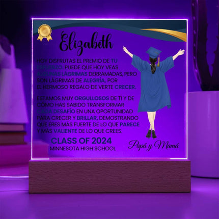Lampara Con Mensaje De Amor De Graduación - Personalizado - El Premio De Tu Esfuerzo, Placa Personalizada De Graduación, College Graduation Gift Daughter, Graduation Gifts Her Personalized