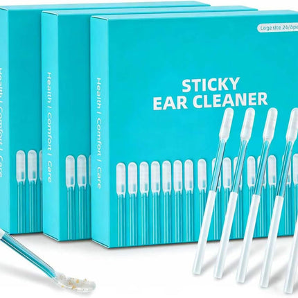Sticky Ear Cleaning Stick, Reusable Ear Cleaning Tools with Soft Rubber Head, Gentle Adhesive Ear Pick for Ear Wax Cleaning, Home Personal Care Hygiene Kit (3 Boxes/72 Pcs)