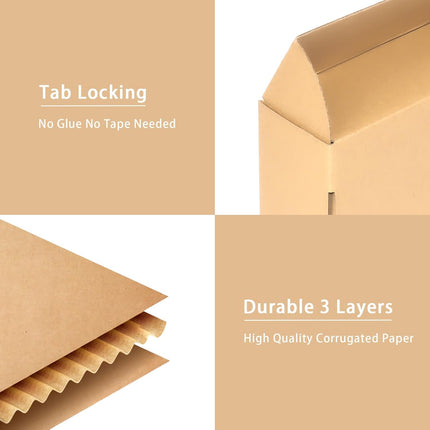 30 Pack 10x8x2 Brown Shipping Boxes Medium, Corrugated Cardboard Boxes for Packaging Small Business