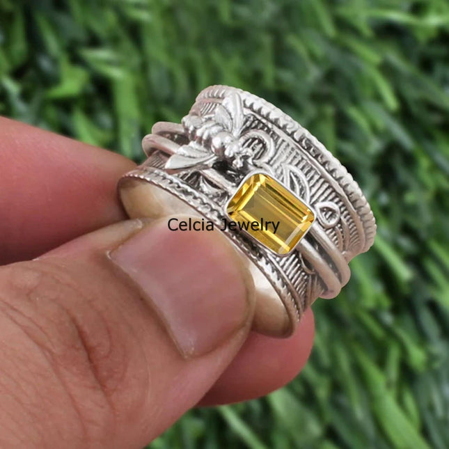 925 Sterling Silver Honey Bee Spinner Meditation Ring — Home & Lifestyle
