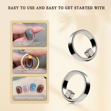 New Ring-Shaped Cat Eye Magnet for Nails,Strong Nail Magnet Tool,Y & Rin-gMagnet(Wide Beam,Heart,French),Portable Hollow Circular Cat Eye for Home DIY, Beginners & Nail Artists (Ring + French magnet)