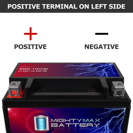 Mighty Max Battery YTX12-BS -12 Volt 10 AH, 180 CCA, Rechargeable Maintenance Free SLA AGM Motorcycle Battery