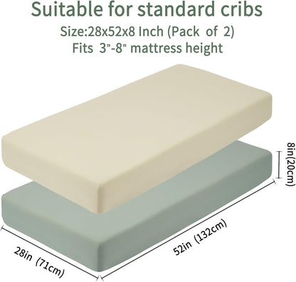 Baby Crib Sheets for Boys Girls, 2 Pack Fitted Crib Sheet for Standard Crib and Toddler Mattress, Soft - photo 5