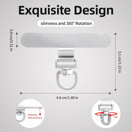 360° Rotating Stainless Steel Phone Tether Tab (3-Pack) - Universal for iPhone & Other Phones (Fits Wristbands/Necklaces/Crossbody Straps)
