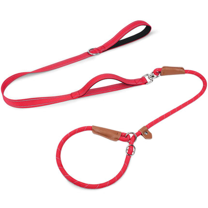 Slip Lead Dog Leash with Dual Handle, No Pull, Black, 6FT x 3/8"
