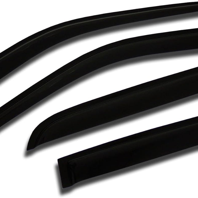 Outside Mount Car Window Rain Guards for Rio Sedan 2006-2011 | Tape-On | Dark Smoke, 4 Pcs Set