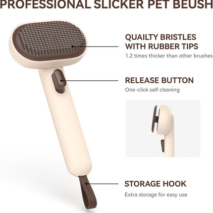 Aumuca Cat Brushes for Indoor Cats Dog Hair Brush for Shedding Long or Short Haired Cats Grooming Deshedding Brush for Dog Kitten Horse Massage Removes Loose Fur, Brown