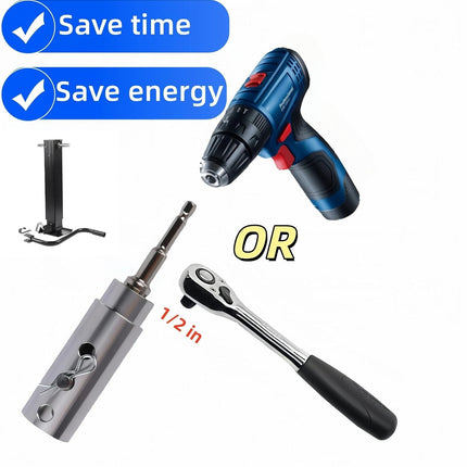 Trailer Jack Drill Adapter, 1 Inch Drive Shaft Compatible, Turbo ，ez Crank Jack Adapter Tool & 1/2 Inch Socket Bit, Heavy Duty for RV, Construction, Dump Trailers (DIY, Campers)