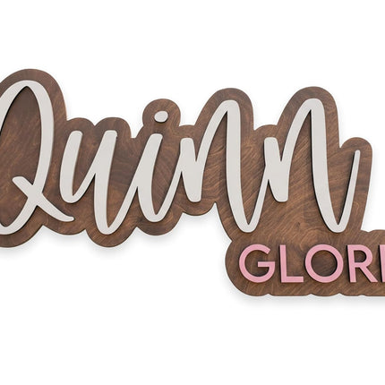 Hickory Hollow Designs Wooden Name Signs for Nursery, Baby Name Sign, Name Signs for Kids Room, Custom Plaque, Nursery Wall Art, (Quinn Gloria)