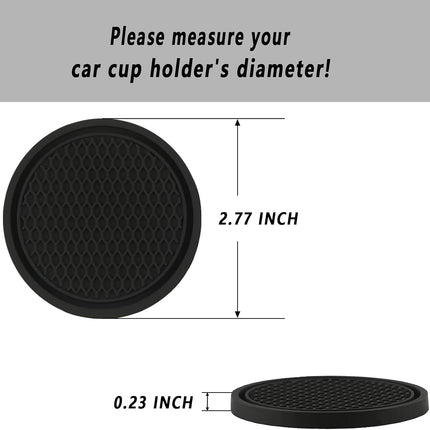 ZSDY Car Cup Coaster, 4PCS Universal Auto Non-Slip Cup Holder Embedded in Ornaments Silicone Coaster, Car Interior Accessories Sets, Black