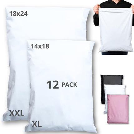 Shipping Bags (30 Pack) with Label Pouch - 8x12, 10x14 & 12x16 - Poly Mailers for Clothes, Self-Seal Plastic Mailing Envelopes - Tear & Water-Resistant Packaging Bags for Clothing, Not Padded