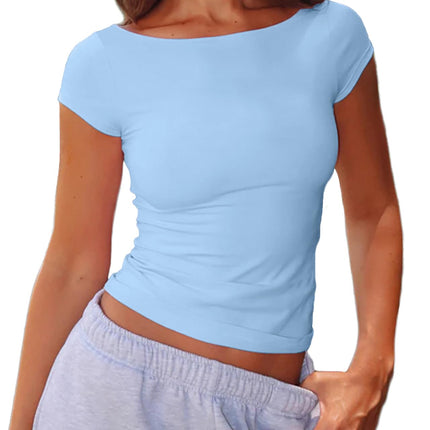 Women's Boat Neck Baby Tee Short Sleeve T-Shirts Going Out Tops