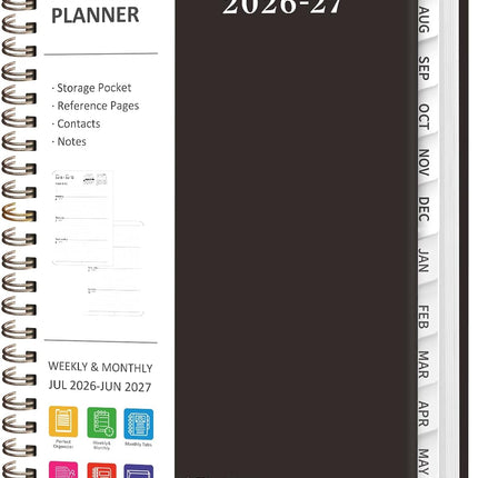 Planner 2026-2027, Weekly and Monthly Academic Year Calendar Planner, July 2026 - June 2027, Daily Agenda Book for Office School Supplies, A5(6.3'' x 8.5'')