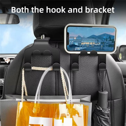 Car Back Seat Hook Hanging Storage Mobile Phone Holder Stand Lazy Rear Seat Phone Headrest Bracket For iPhone Samsung All Phones (2 PCS)