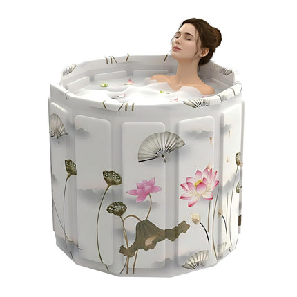 Portable Bathtub for Adult, Foldable Soaking Bathtub for Hot SPA&Ice Bath, Foldable Small Bathtub collapsible bathtub for Bathing, 6-layer Insulated portable tub,Space-Saving (black, 25.9X27.5 IN)