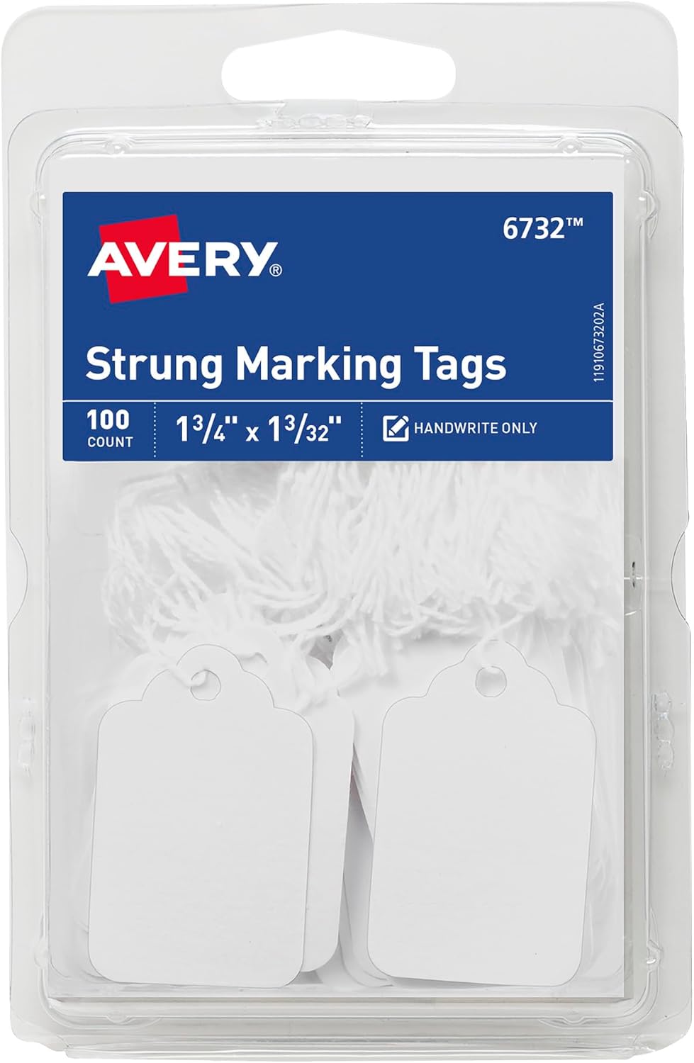 Strung Marking Tags with String Attached, 1.75 x 1.09 in, Pack of 100
