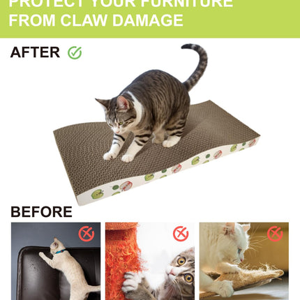Cat Scratching Board, Corrugate Cat Scratcher with Catnip, 2 Pack