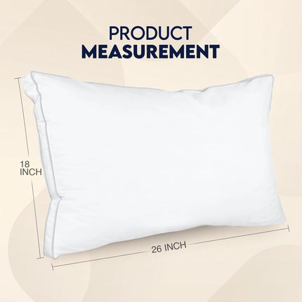 Almohada de cama con gusset, almohadas de hotel tamaño Queen, set de 2, blancas