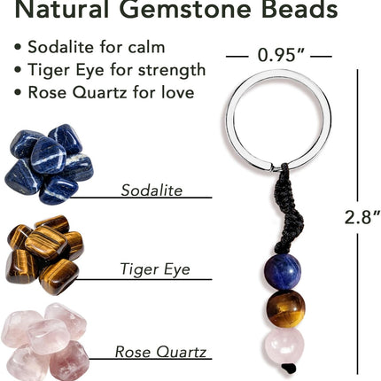 Boyfriend Crystal Keychain, Natural Gemstone Beads for Him, Cute Key Ring Charm Gift, Valentine’s Day Gift for Him
