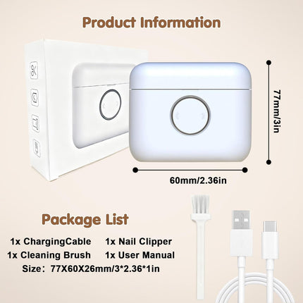 Adjustable Blade Opening Electric Nail Clipper for Thick & Thin Nails, Electric Nail Clippers for Seniors & Adults, Baby Electric Nail Trimmer, Automatic Nail Clipper for Fingernail & Toe (White)