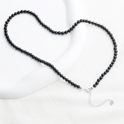 Natural Agate Choker Necklace Sterling Silver Round Beads Strand Necklace for Women - photo 2