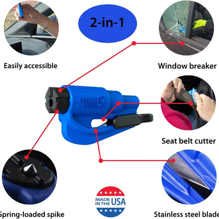 resqme The Original Compact Emergency Keychain Car Escape Tool, Seatbelt Cutter and Window Breaker, Made in USA, Pack of 2