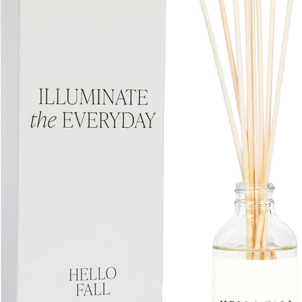 Sweet Water Decor Hello Fall Reed Diffuser Set - Hot Cider, Cinnamon, Cloves, Apple, and Nutmeg Scented Diffuser - Scent Diffusers for Home, Long Lasting Fragrance, Made in the USA
