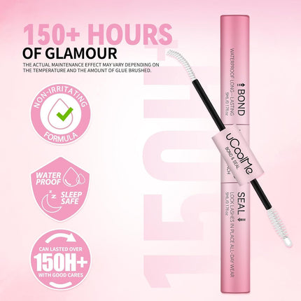 Lash Bond and Seal Waterproof for Lash Clusters 144Hours New Upgrade Leak-Proof Cap Upgraded Airtight Pipe Material Non-Irritating Lash Glue for DIY at Home(White,10ML)